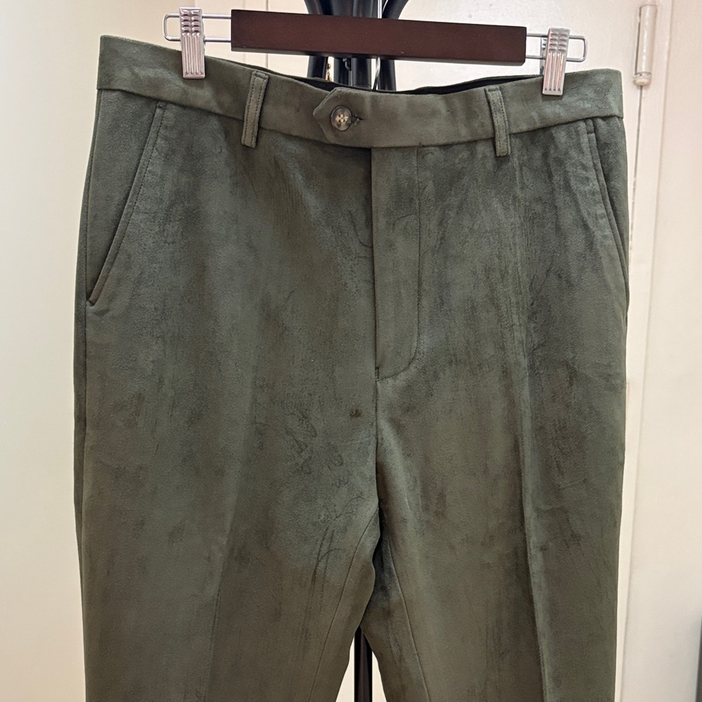 Men's Olive Suede Leather Green Pants Size 34 NWOT - Picture 5 of 10